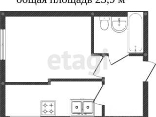 1-комн. квартира, 23.9 м², 1/3 этаж