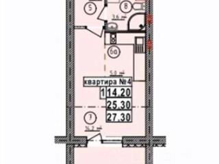 Студия, 27.3 м², 1/5 этаж