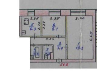 3-комн. квартира, 44.9 м², 1/4 этаж