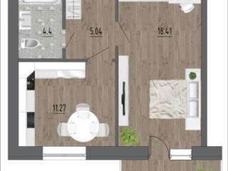 1-комн. квартира, 38.8 м², 1/4 этаж
