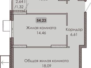 2-комн. квартира, 54.23 м², 1/9 этаж