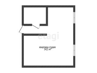Студия, 34.5 м², 2/3 этаж