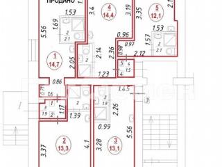 Студия, 13.3 м², 1/5 этаж