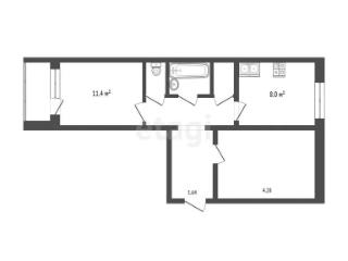 2-комн. квартира, 49.6 м², 1/5 этаж