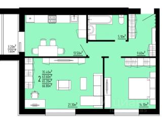 2-комн. квартира, 65.2 м², 10/10 этаж