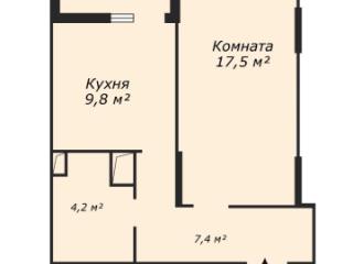 1-комн. квартира, 38.9 м², 23/25 этаж