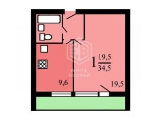 1-комн. квартира, 34.5 м², 2/16 этаж