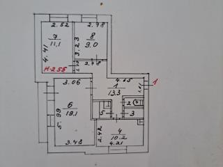 3-комн. квартира, 68.1 м², 1/4 этаж