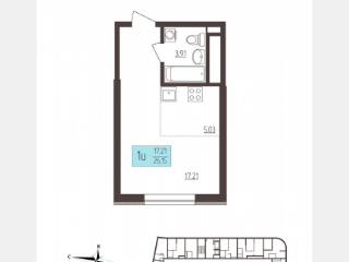 Студия, 26.2 м², 2/16 этаж