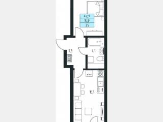 1-комн. квартира, 41.2 м², 2/7 этаж