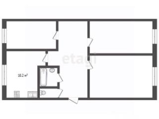 3-комн. квартира, 72.76 м², 2/3 этаж