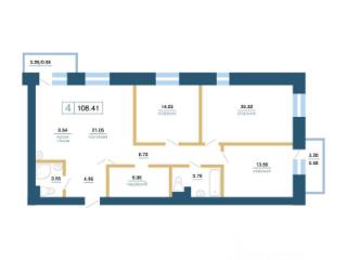 4-комн. квартира, 108.48 м², 6/7 этаж