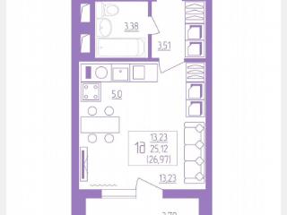 Студия, 26.9 м², 5/18 этаж