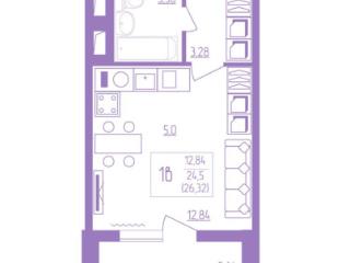 Студия, 26.32 м², 8/18 этаж