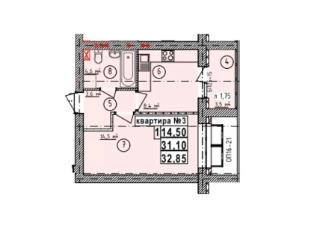 1-комн. квартира, 32.85 м², 2/5 этаж