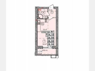 Студия, 26.9 м², 5/5 этаж