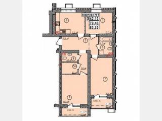 3-комн. квартира, 83.3 м², 3/5 этаж