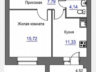 1-комн. квартира, 41.2 м², 8/9 этаж