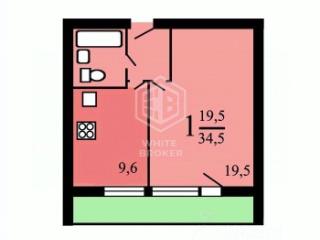 1-комн. квартира, 34.5 м², 2/16 этаж