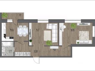 2-комн. квартира, 57.7 м², 4/4 этаж