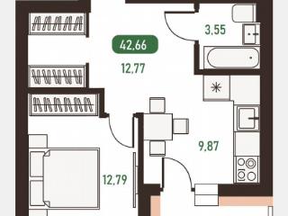 1-комн. квартира, 42.7 м², 12/14 этаж