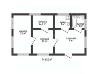 1-этажный дом, 68.3 м², 4 сотки