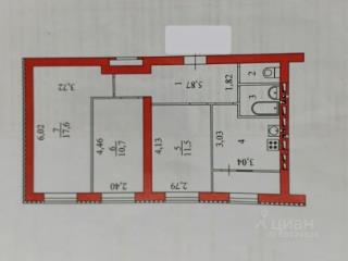 3-комн. квартира, 61.4 м², 6/7 этаж