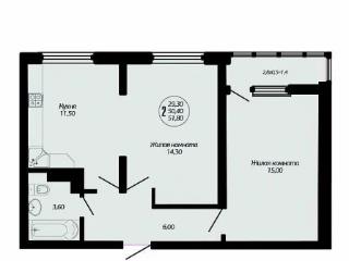 2-комн. квартира, 52 м², 2/8 этаж
