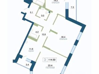 3-комн. квартира, 114.5 м², 2/24 этаж