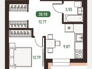 1-комн. квартира, 39 м², 1/14 этаж