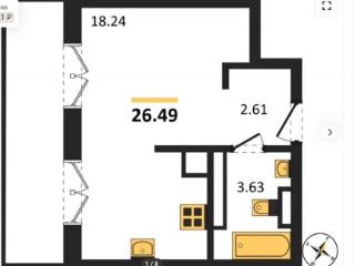 Студия, 26.5 м², 5/5 этаж