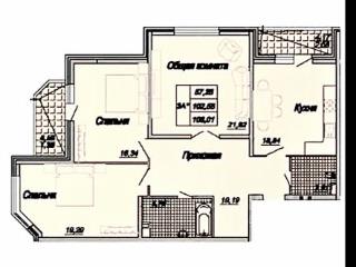 3-комн. квартира, 110 м², 9/19 этаж