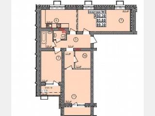 3-комн. квартира, 89.3 м², 2/5 этаж