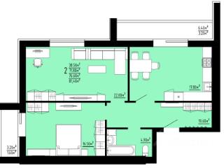 2-комн. квартира, 76.6 м², 10/10 этаж
