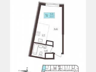 Студия, 26.7 м², 6/16 этаж
