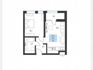 1-комн. квартира, 35.6 м², 3/9 этаж