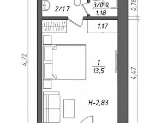 Студия, 16.1 м², 2/3 этаж