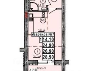 Студия, 27.8 м², 1/5 этаж