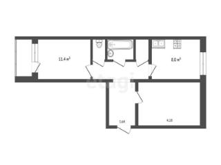 2-комн. квартира, 49.6 м², 1/5 этаж