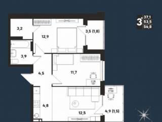 3-комн. квартира, 56.8 м², 6/9 этаж