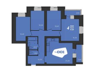 4-комн. квартира, 97.6 м², 1/15 этаж
