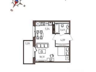 1-комн. квартира, 36.02 м², 1/4 этаж