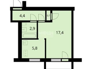 1-комн. квартира, 32.1 м², 2/5 этаж