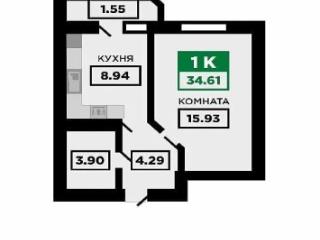 1-комн. квартира, 35 м², 6/9 этаж