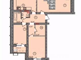 3-комн. квартира, 89.3 м², 2/5 этаж