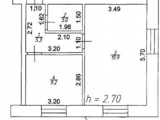 1-комн. квартира, 38 м², 3/3 этаж