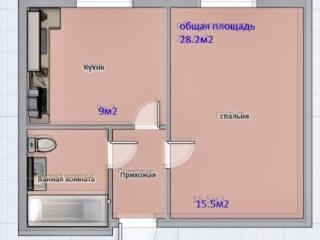 1-комн. квартира, 28.2 м², 2/3 этаж