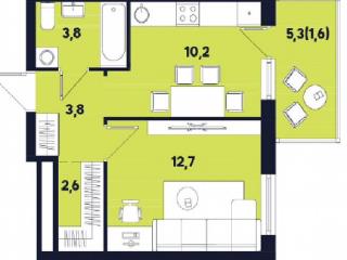 1-комн. квартира, 32.1 м², 5/9 этаж