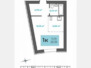 Студия, 28 м², 2/10 этаж