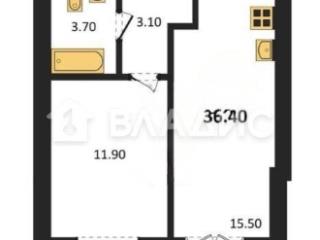 1-комн. квартира, 36.4 м², 3/4 этаж